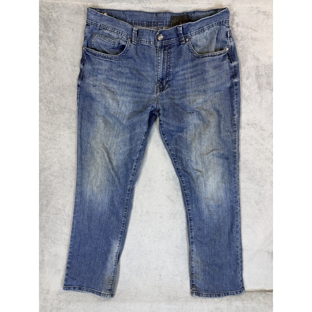 Axel Jeans Mens 38x32 Blue Medium Wash Slim Straight Thick Stitch Harwinton‎